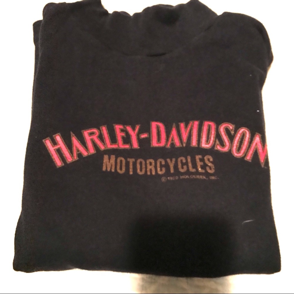 Vintage Harley Davidson black low turtle neck Tshirt long sleeved - Picture 4 of 13